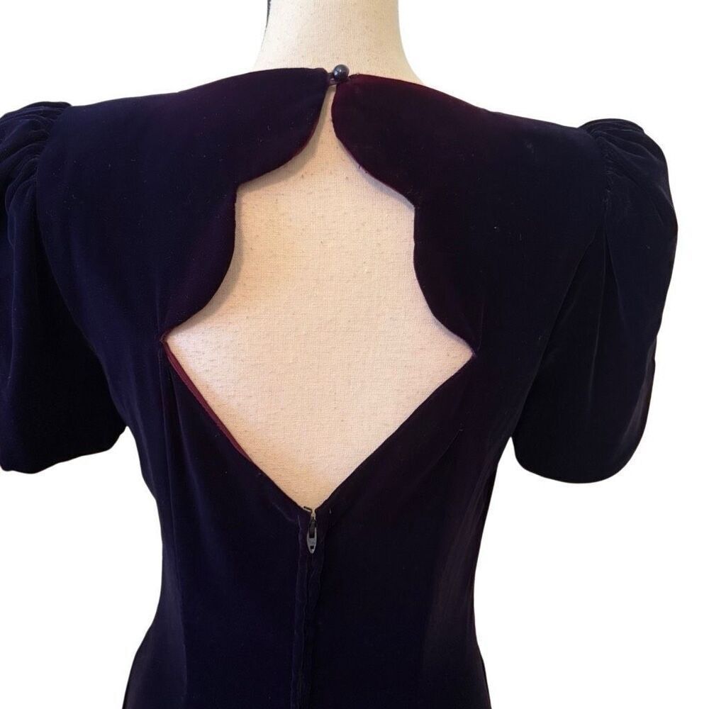 Vtg Niki Originals Purple Velvet and Satin Romantic Dropped Waist Dress Sz 6 - Picture 7 of 16